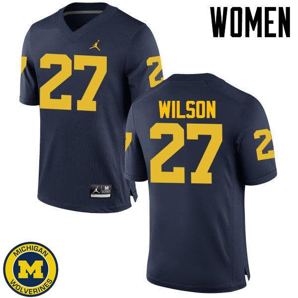 Womens Michigan Wolverines #27 Tru Wilson Navy Embroidery Jersey